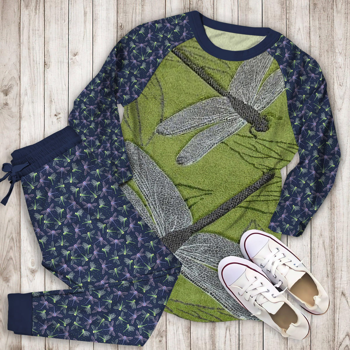 Dragonfly Pajama Set | Pajamas | Cotton Sleepwear Sets | Soft Long Sleeve Pjs | Raglan Shirt and Pants Set