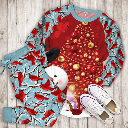 Cardinals Snow Water Pajama Set | Pajamas | Cotton Sleepwear Sets | Soft Long Sleeve Pjs | Raglan Shirt and Pants Set