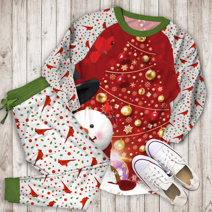 Cardinals Snow Water Pajama Set | Pajamas | Cotton Sleepwear Sets | Soft Long Sleeve Pjs | Raglan Shirt and Pants Set
