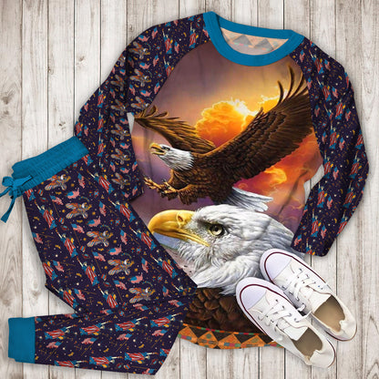Eagle Pajama Set | Pajamas | Cotton Sleepwear Sets | Soft Long Sleeve Pjs | Raglan Shirt and Pants Set