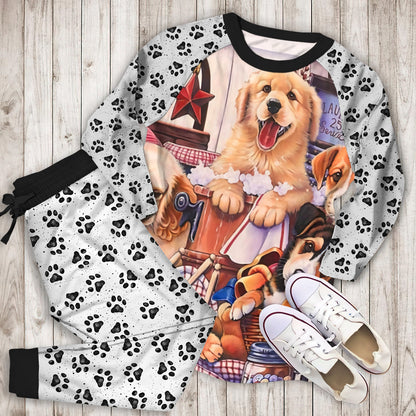 Dogs Pajama Set |Sleepwear Pjs Sets | Raglan Shirt Pants Set