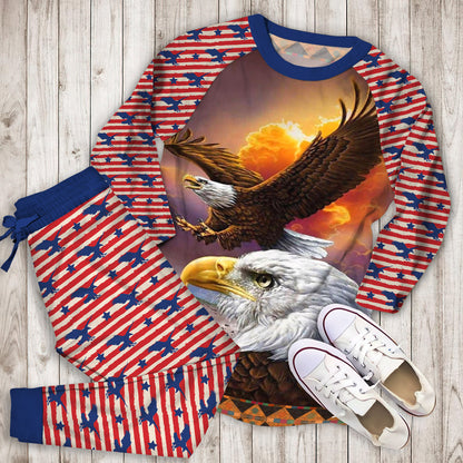 Eagle Pajama Set | Pajamas | Cotton Sleepwear Sets | Soft Long Sleeve Pjs | Raglan Shirt and Pants Set