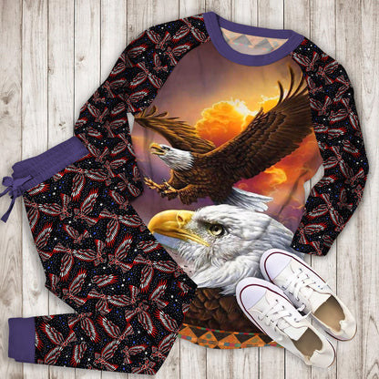 Eagle Pajama Set | Pajamas | Cotton Sleepwear Sets | Soft Long Sleeve Pjs | Raglan Shirt and Pants Set