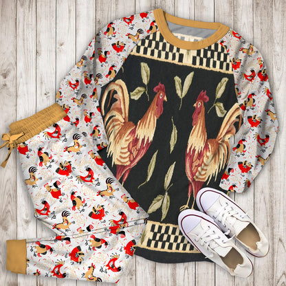Rooster Pajama Set | Pajamas | Cotton Sleepwear Sets | Soft Long Sleeve Pjs | Raglan Shirt and Pants Set