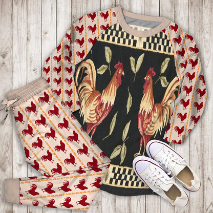 Rooster Pajama Set | Pajamas | Cotton Sleepwear Sets | Soft Long Sleeve Pjs | Raglan Shirt and Pants Set