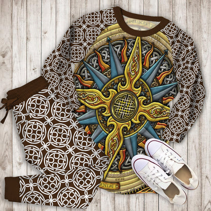 Celtic Compass Pajama Set | Pajamas | Cotton Sleepwear Sets | Soft Long Sleeve Pjs | Raglan Shirt and Pants Set