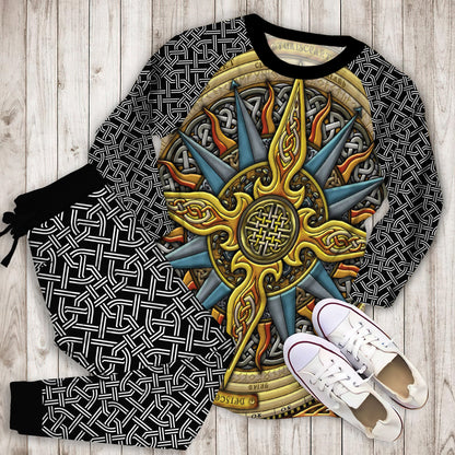 Celtic Compass Pajama Set | Pajamas | Cotton Sleepwear Sets | Soft Long Sleeve Pjs | Raglan Shirt and Pants Set
