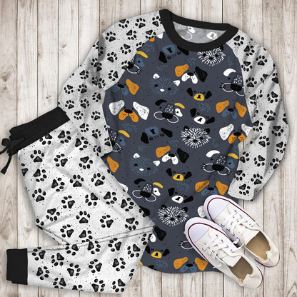 Dog Pajama Set | Pajamas | Cotton Sleepwear Sets | Soft Long Sleeve Pjs | Raglan Shirt and Pants Set