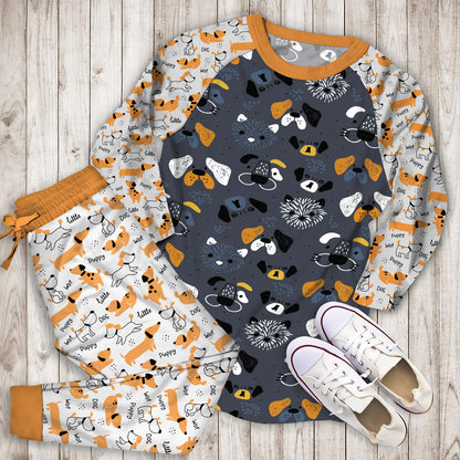 Dog Pajama Set | Pajamas | Cotton Sleepwear Sets | Soft Long Sleeve Pjs | Raglan Shirt and Pants Set