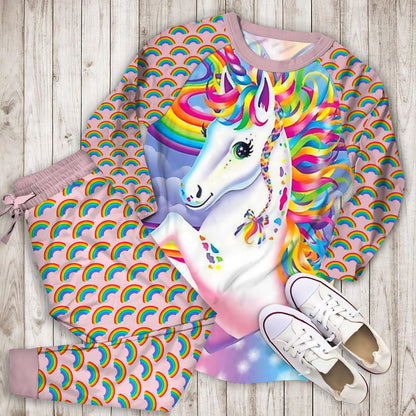 Rainbow Unicorn Pajama Set |Sleepwear Pjs Sets | Raglan Shirt Pants Set
