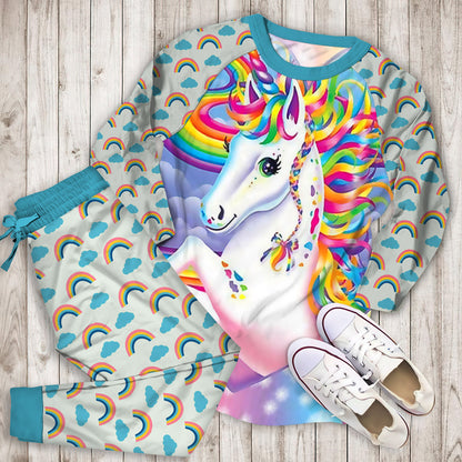 Rainbow Unicorn Pajama Set |Sleepwear Pjs Sets | Raglan Shirt Pants Set