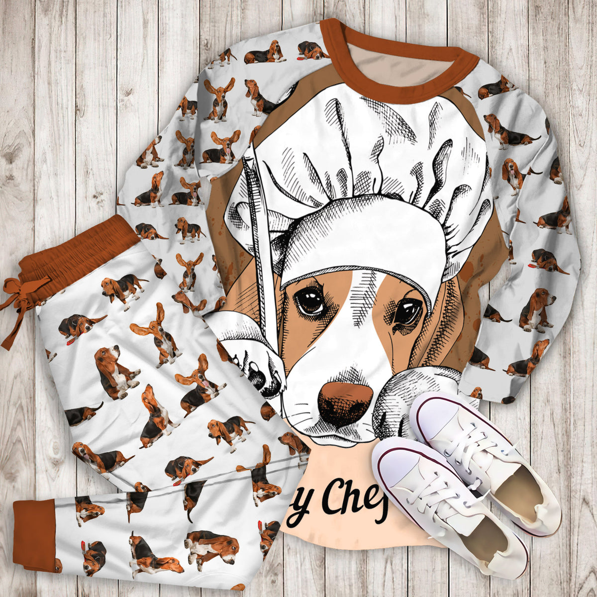 Basset Hound Pajama Set |Sleepwear Pjs Sets | Raglan Shirt Pants Set