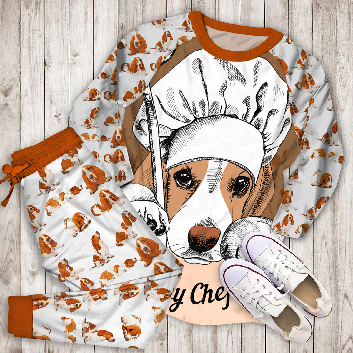 Basset Hound Pajama Set |Sleepwear Pjs Sets | Raglan Shirt Pants Set