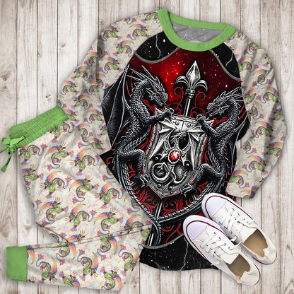 Dragon Armor Pajama Set | Pajamas | Cotton Sleepwear Sets | Soft Long Sleeve Pjs | Raglan Shirt and Pants Set