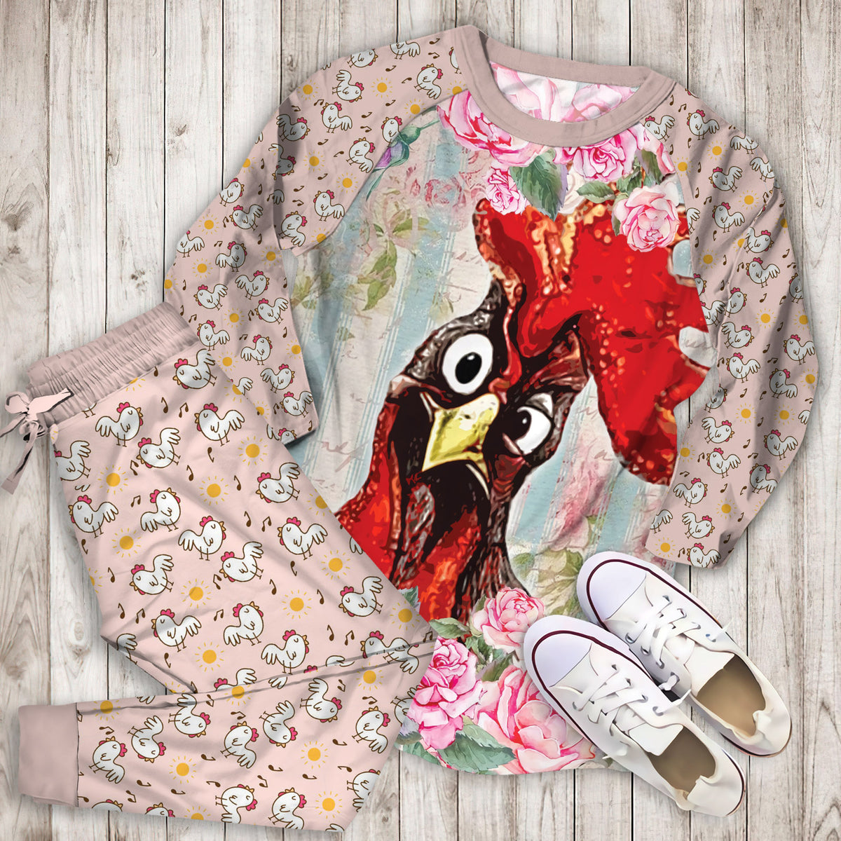 Chicken Pajama Set | Pajamas | Cotton Sleepwear Sets | Soft Long Sleeve Pjs | Raglan Shirt and Pants Set