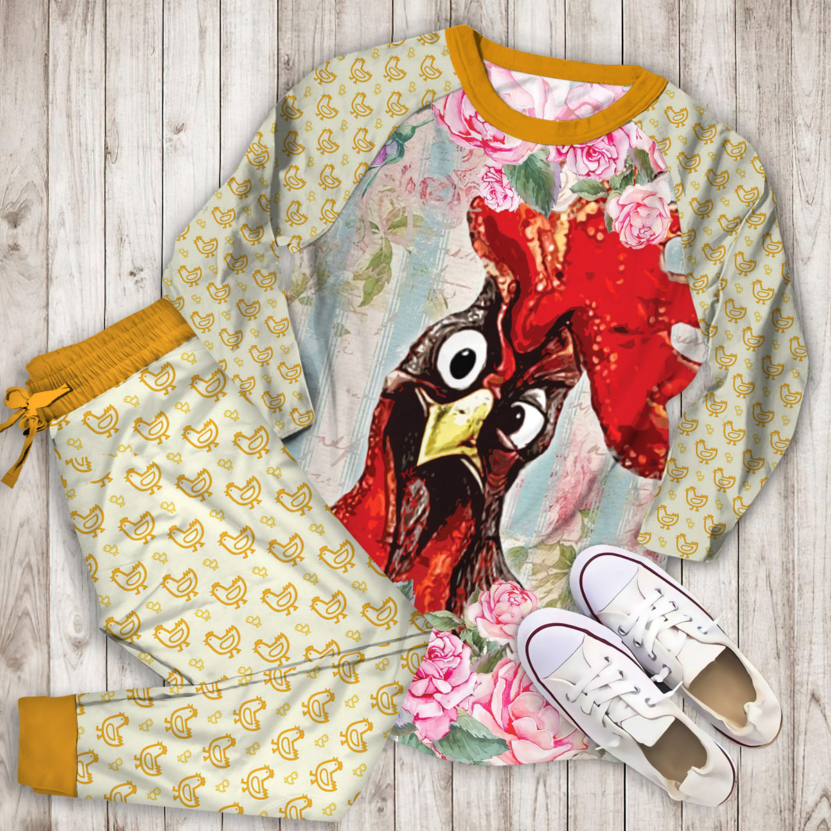 Chicken Pajama Set | Pajamas | Cotton Sleepwear Sets | Soft Long Sleeve Pjs | Raglan Shirt and Pants Set