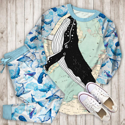 Whale Nn Pajama Set | Pajamas | Cotton Sleepwear Sets | Soft Long Sleeve Pjs | Raglan Shirt and Pants Set