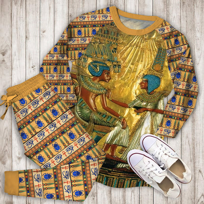Ancient Egypt Pajama Set | Pajamas | Cotton Sleepwear Sets | Soft Long Sleeve Pjs | Raglan Shirt and Pants Set