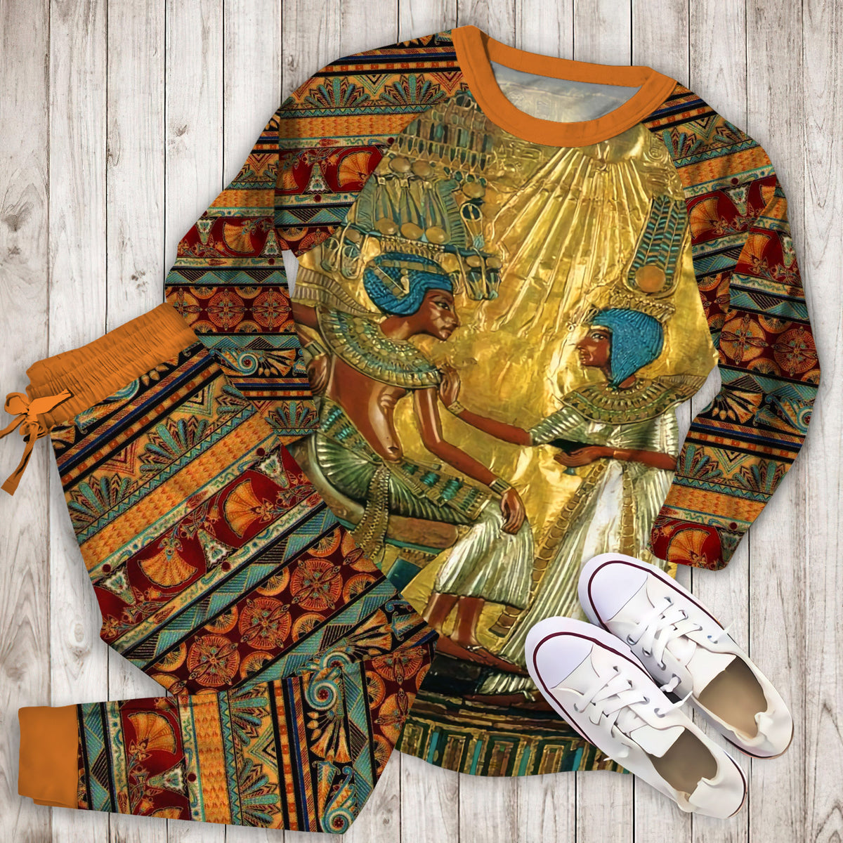 Ancient Egypt Pajama Set | Pajamas | Cotton Sleepwear Sets | Soft Long Sleeve Pjs | Raglan Shirt and Pants Set