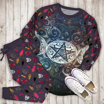 Wicca Pajama Set | Pajamas | Cotton Sleepwear Sets | Soft Long Sleeve Pjs | Raglan Shirt and Pants Set