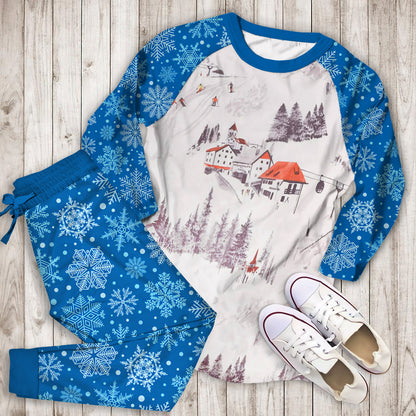 Winter Skiing Pajama Set |Sleepwear Pjs Sets | Raglan Shirt Pants Set