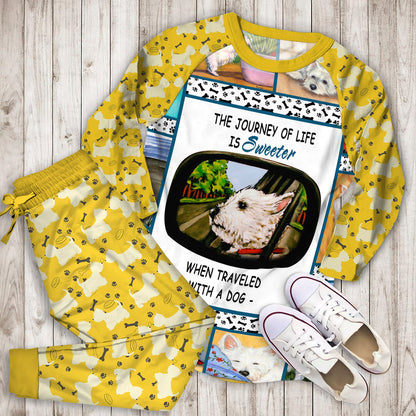 Westie Pajama Set | Pajamas | Cotton Sleepwear Sets | Soft Long Sleeve Pjs | Raglan Shirt and Pants Set