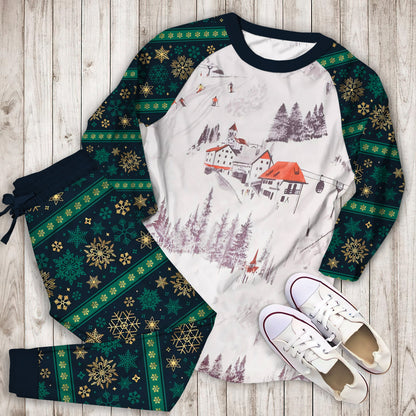 Winter Skiing Pajama Set |Sleepwear Pjs Sets | Raglan Shirt Pants Set