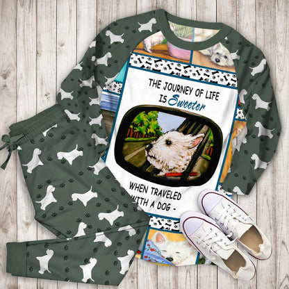 Westie Pajama Set | Pajamas | Cotton Sleepwear Sets | Soft Long Sleeve Pjs | Raglan Shirt and Pants Set