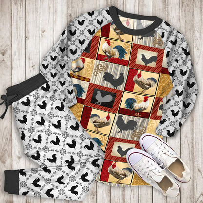 Rooster Pajama Set | Pajamas | Cotton Sleepwear Sets | Soft Long Sleeve Pjs | Raglan Shirt and Pants Set