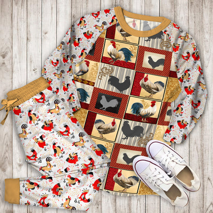 Rooster Pajama Set | Pajamas | Cotton Sleepwear Sets | Soft Long Sleeve Pjs | Raglan Shirt and Pants Set