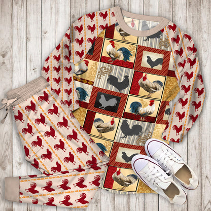 Rooster Pajama Set | Pajamas | Cotton Sleepwear Sets | Soft Long Sleeve Pjs | Raglan Shirt and Pants Set