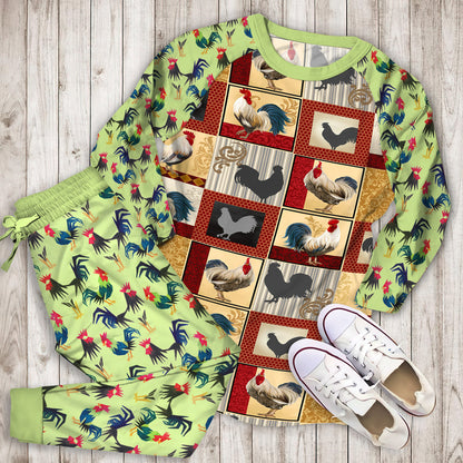 Rooster Pajama Set | Pajamas | Cotton Sleepwear Sets | Soft Long Sleeve Pjs | Raglan Shirt and Pants Set