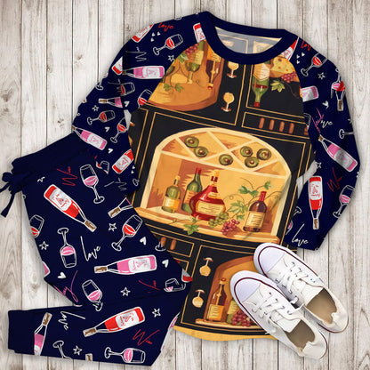 Wine Pajama Set | Pajamas | Cotton Sleepwear Sets | Soft Long Sleeve Pjs | Raglan Shirt and Pants Set