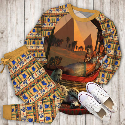 Ancient Egypt Pajama Set |Sleepwear Pjs Sets | Raglan Shirt Pants Set