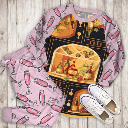 Wine Pajama Set | Pajamas | Cotton Sleepwear Sets | Soft Long Sleeve Pjs | Raglan Shirt and Pants Set