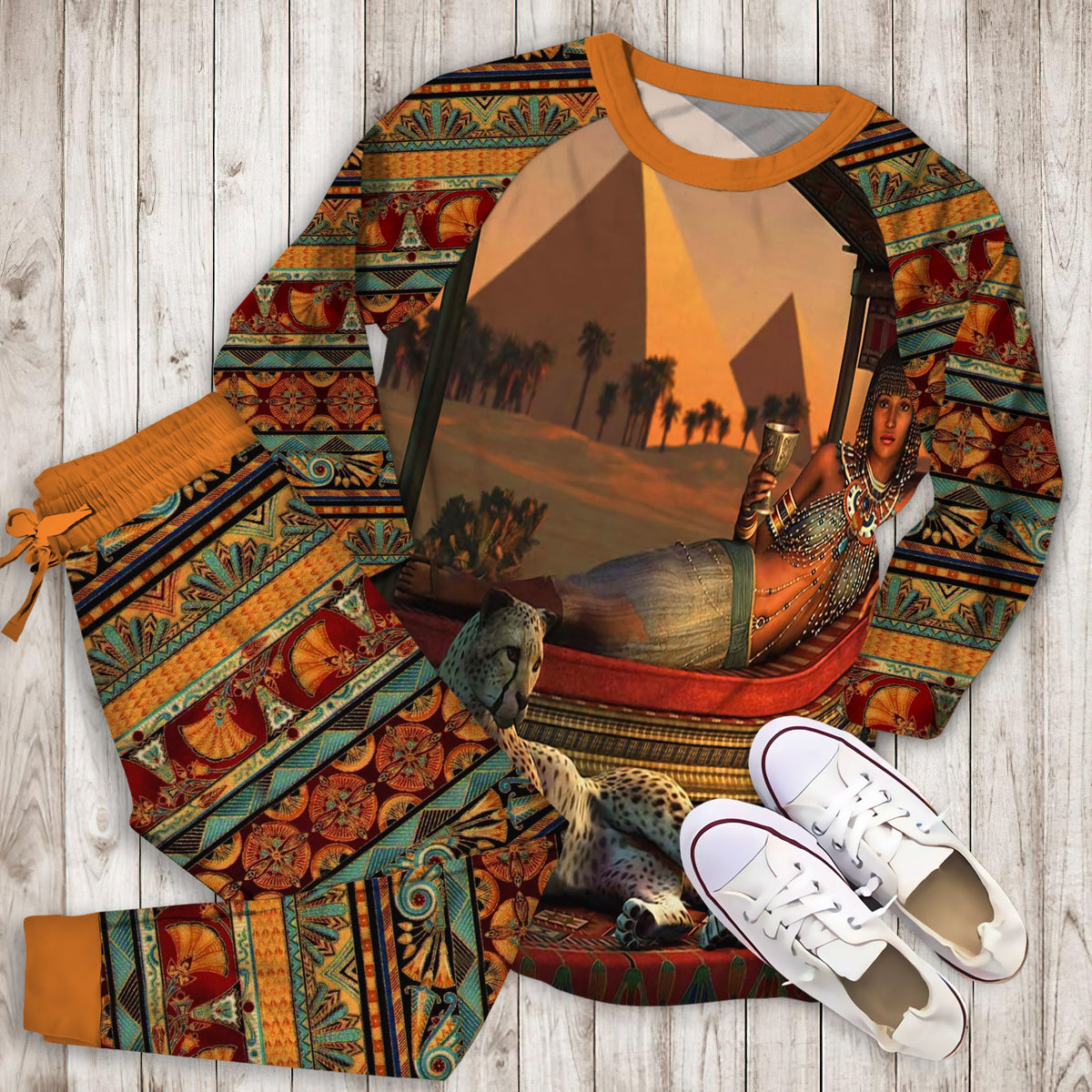 Ancient Egypt Pajama Set |Sleepwear Pjs Sets | Raglan Shirt Pants Set