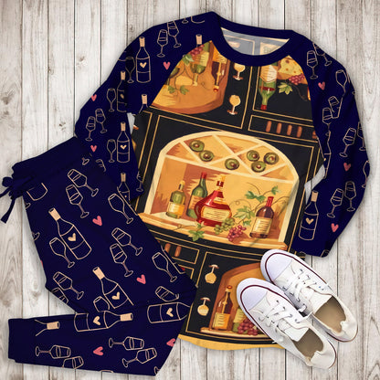 Wine Pajama Set | Pajamas | Cotton Sleepwear Sets | Soft Long Sleeve Pjs | Raglan Shirt and Pants Set