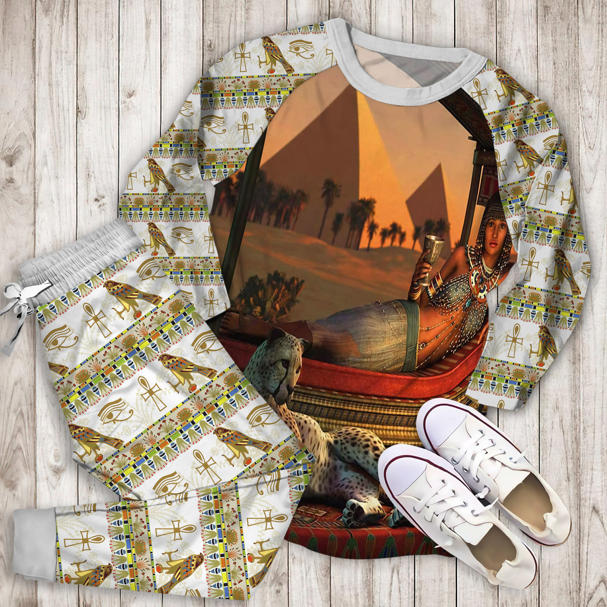 Ancient Egypt Pajama Set |Sleepwear Pjs Sets | Raglan Shirt Pants Set