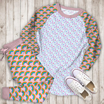 Rainbows Sky Pajama Set | Pajamas | Cotton Sleepwear Sets | Soft Long Sleeve Pjs | Raglan Shirt and Pants Set
