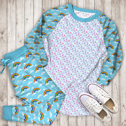 Rainbows Sky Pajama Set | Pajamas | Cotton Sleepwear Sets | Soft Long Sleeve Pjs | Raglan Shirt and Pants Set