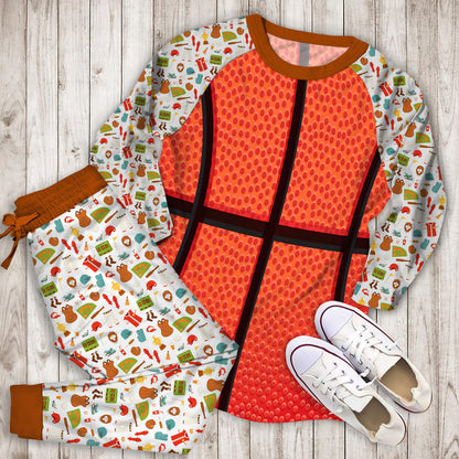 Basketball Pajama Set | Pajamas | Cotton Sleepwear Sets | Soft Long Sleeve Pjs | Raglan Shirt and Pants Set