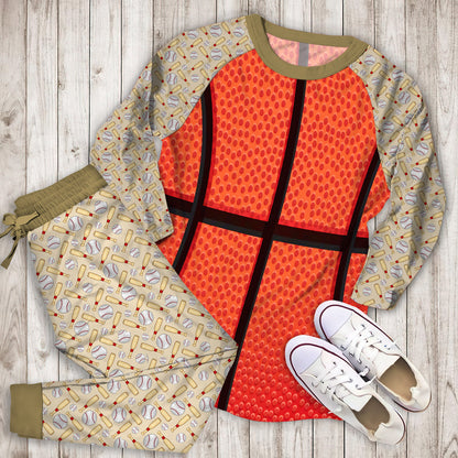 Basketball Pajama Set | Pajamas | Cotton Sleepwear Sets | Soft Long Sleeve Pjs | Raglan Shirt and Pants Set