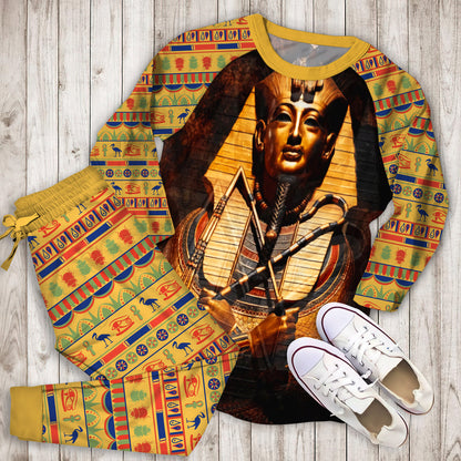 Pharaoh Ancient Egypt Pajama Set |Sleepwear Pjs Sets | Raglan Shirt Pants Set