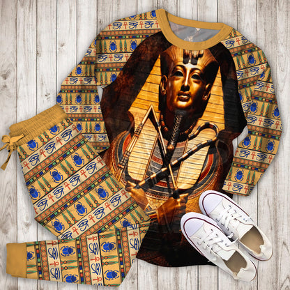 Pharaoh Ancient Egypt Pajama Set |Sleepwear Pjs Sets | Raglan Shirt Pants Set