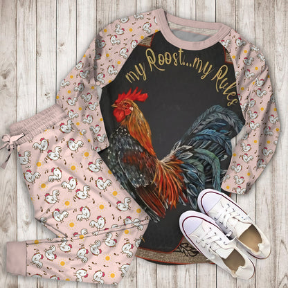 Chicken Pajama Set | Pajamas | Cotton Sleepwear Sets | Soft Long Sleeve Pjs | Raglan Shirt and Pants Set
