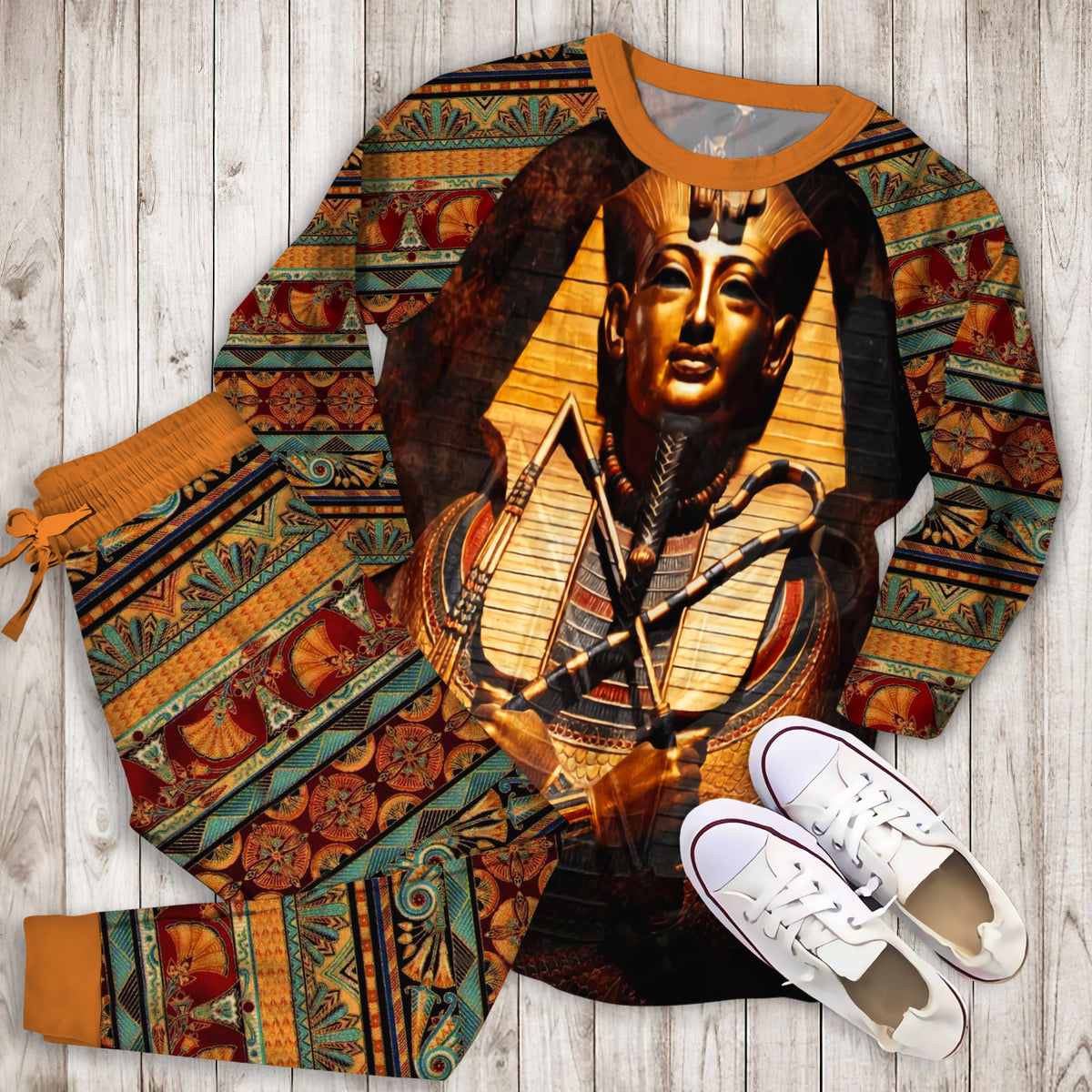 Pharaoh Ancient Egypt Pajama Set |Sleepwear Pjs Sets | Raglan Shirt Pants Set