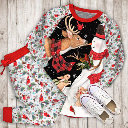 Cardinals Snow Water Pajama Set | Pajamas | Cotton Sleepwear Sets | Soft Long Sleeve Pjs | Raglan Shirt and Pants Set