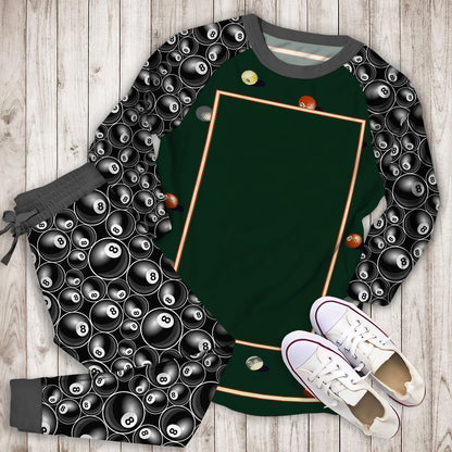 Billiard Pajama Set | Pajamas | Cotton Sleepwear Sets | Soft Long Sleeve Pjs | Raglan Shirt and Pants Set