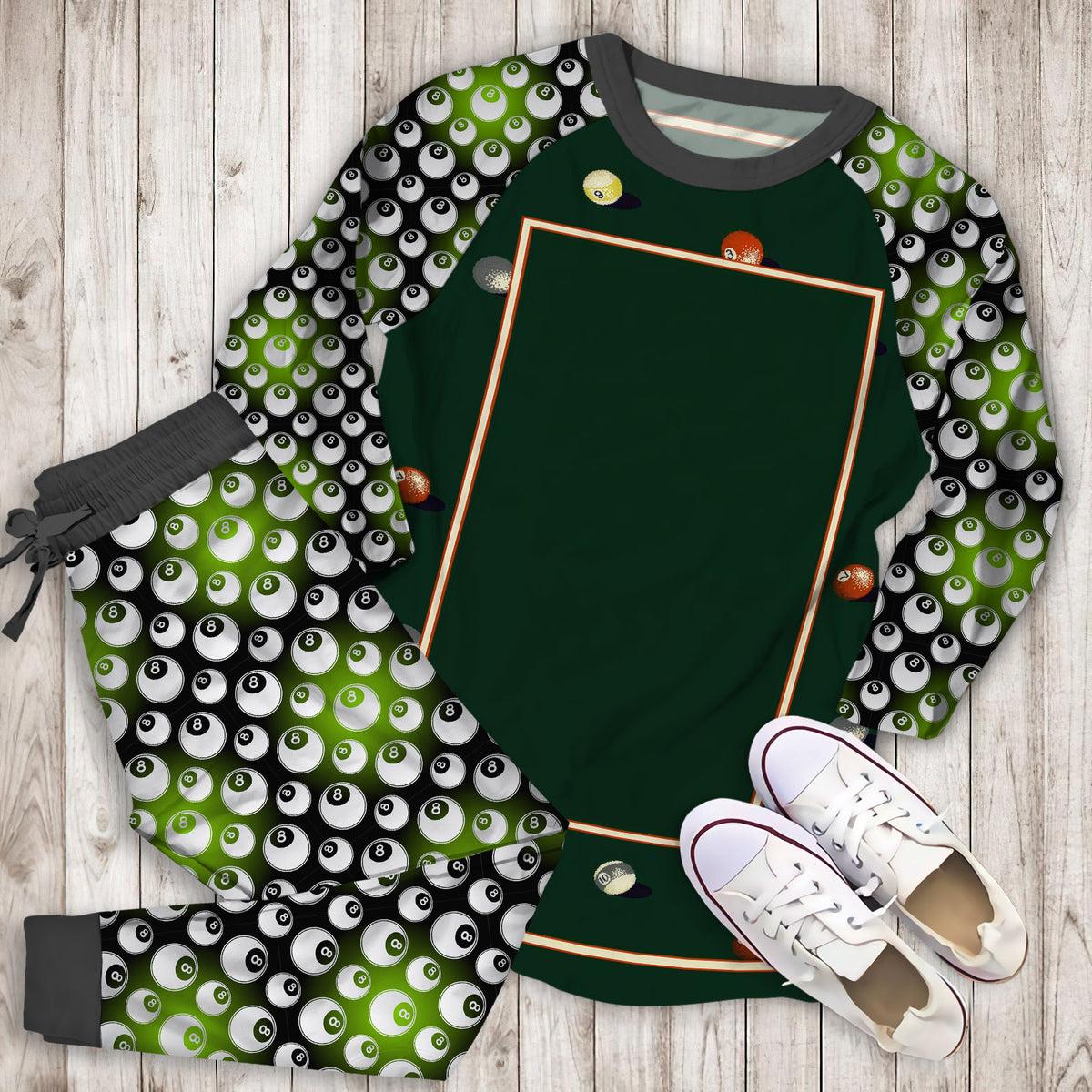 Billiard Pajama Set | Pajamas | Cotton Sleepwear Sets | Soft Long Sleeve Pjs | Raglan Shirt and Pants Set
