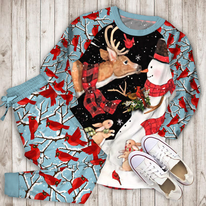 Cardinals Snow Water Pajama Set | Pajamas | Cotton Sleepwear Sets | Soft Long Sleeve Pjs | Raglan Shirt and Pants Set